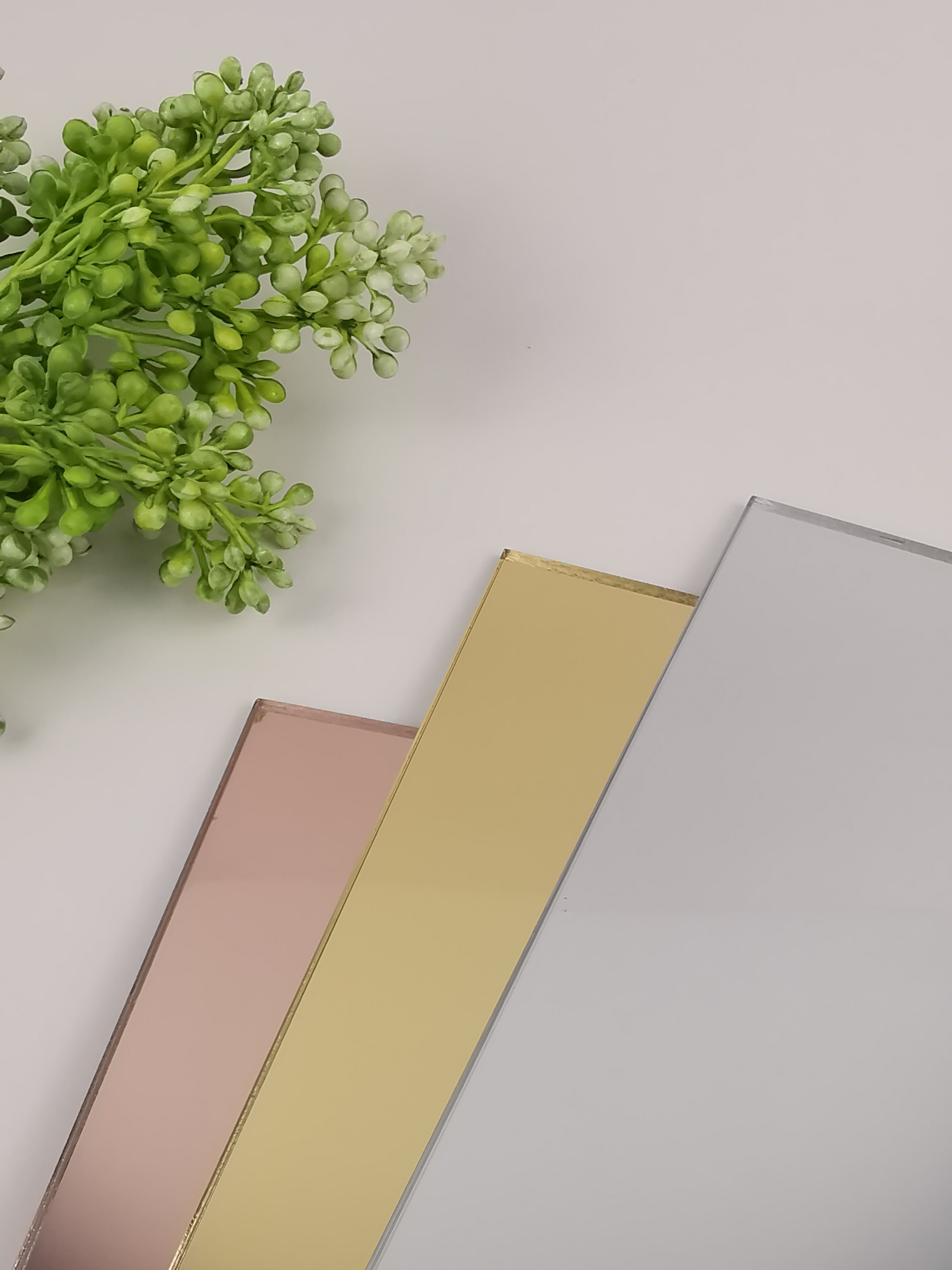 acrylic mirror gold silver and rose gold