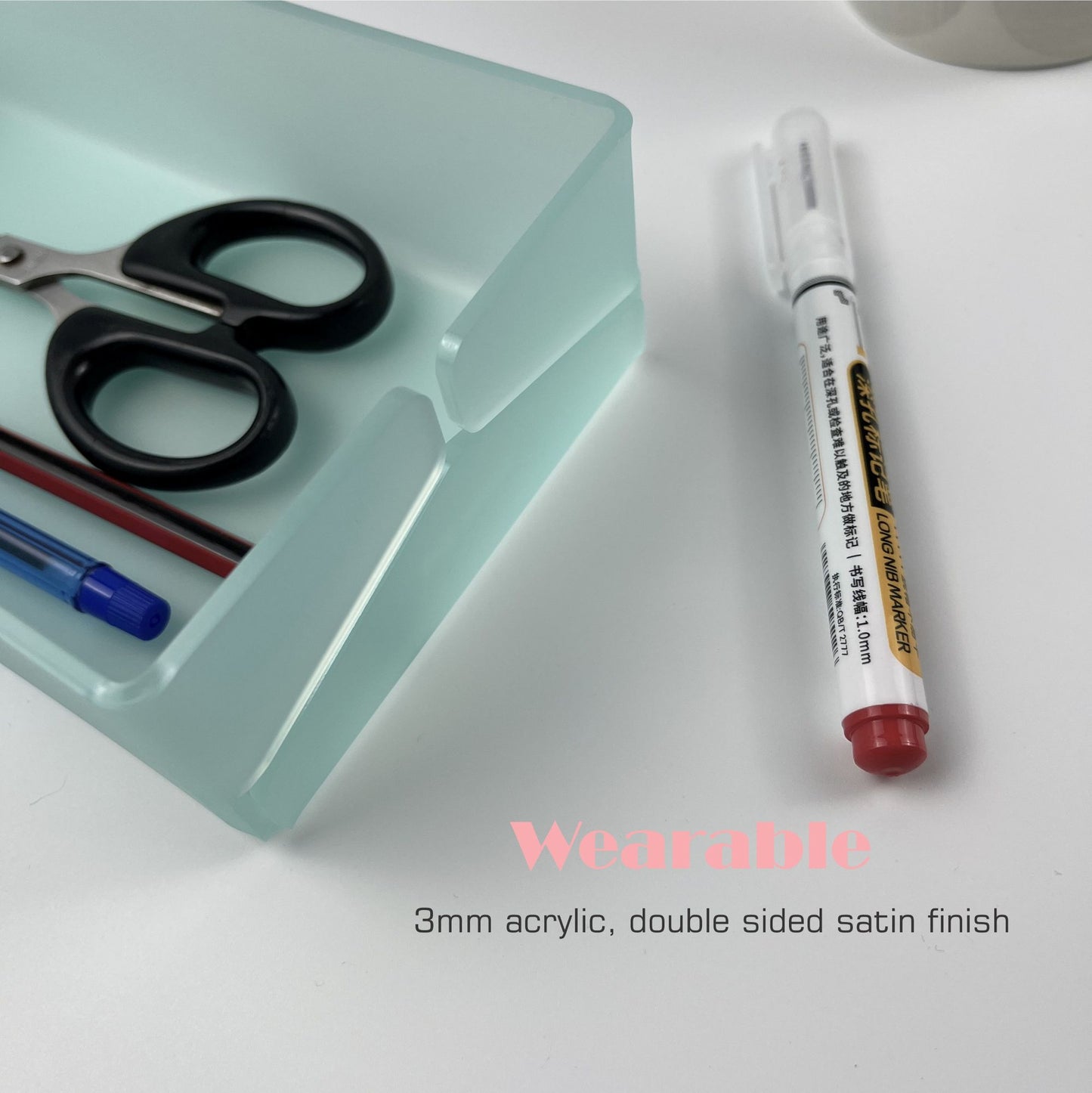 acrylic organizer box, custom engraving