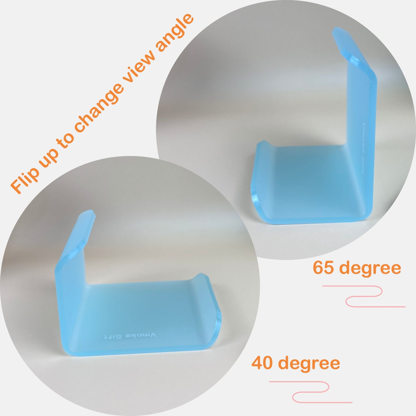 phone stand with double view angle 40 and 65 degree