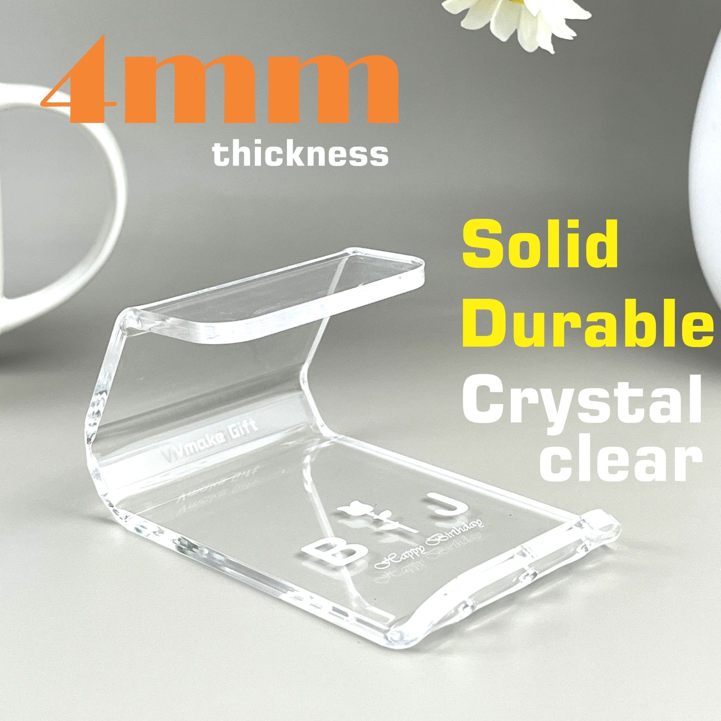phone stand holder 4mm clear acrylic with custom engraving