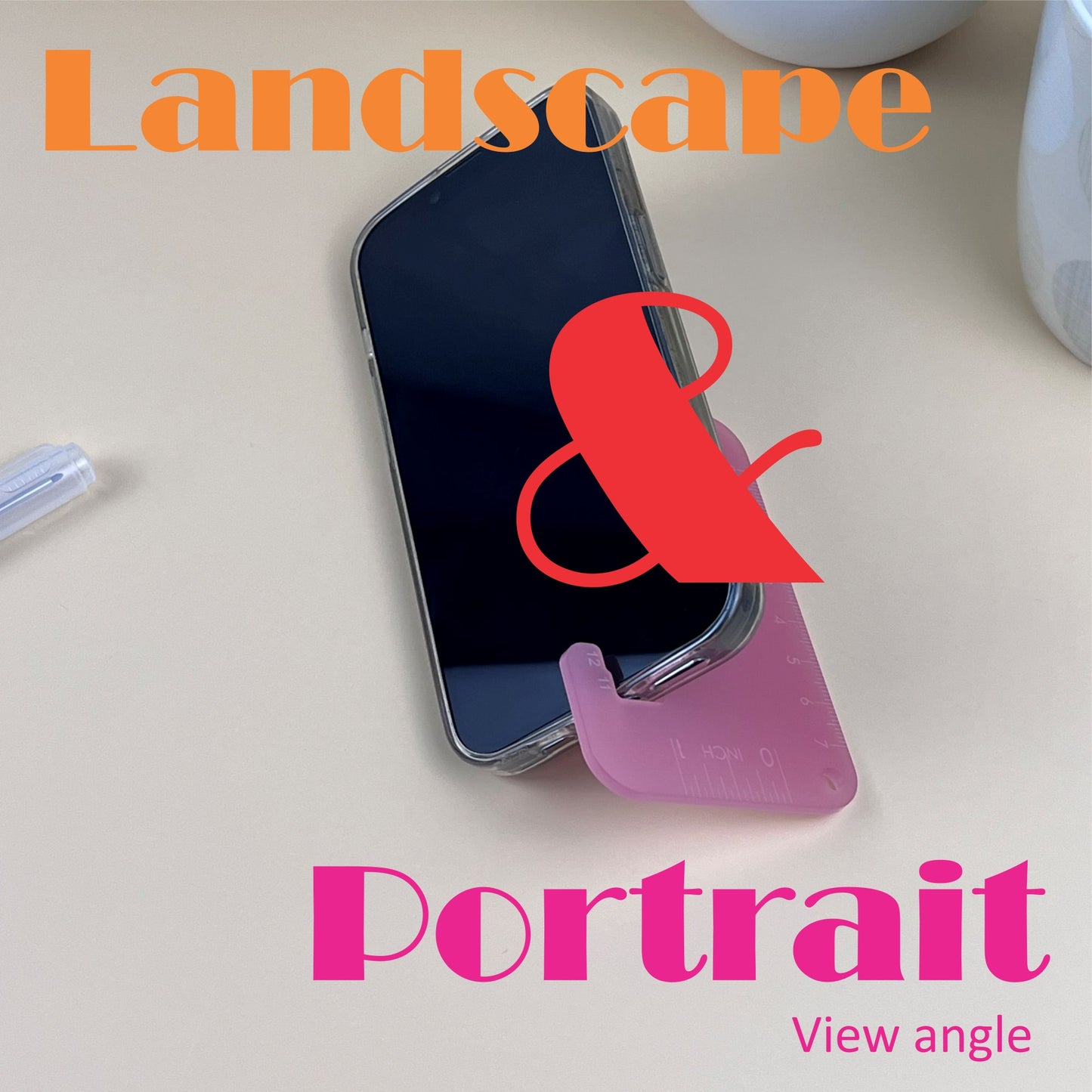 手机支架标签，支持横向和纵向放置