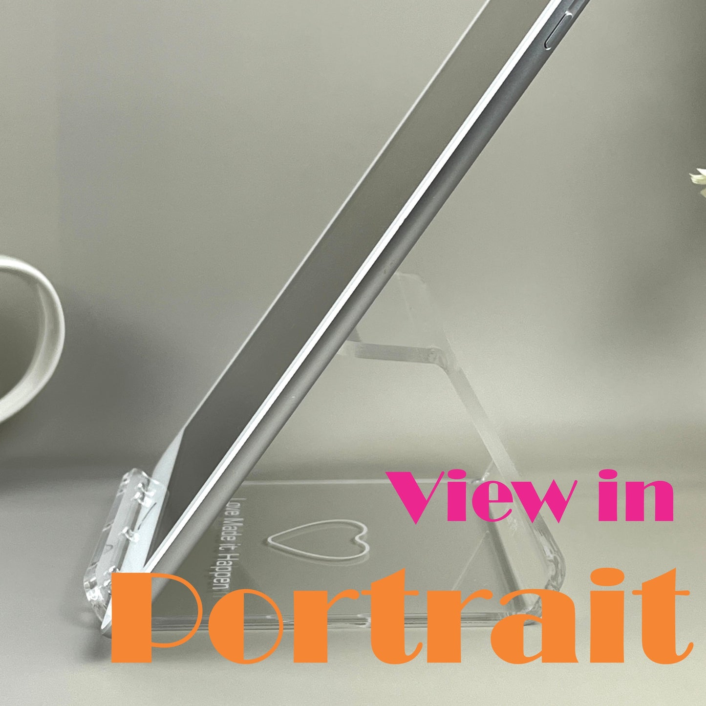 iPad stand 4mm clear acrylic | tablet holder 3mm clear satin